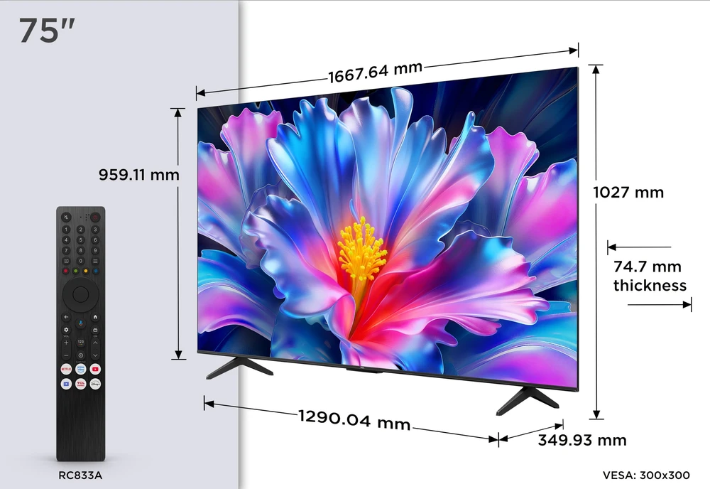 Televizorius TCL P6L 190,5 cm (75'') 4K Ultra HD Smart TV Wi-Fi juodas 330 cd/m (75P6L)