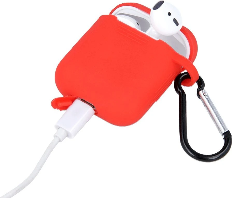 Greengo TelForceone "Airpods" / "Airpods 2" raudonas dėklas su kabliuku