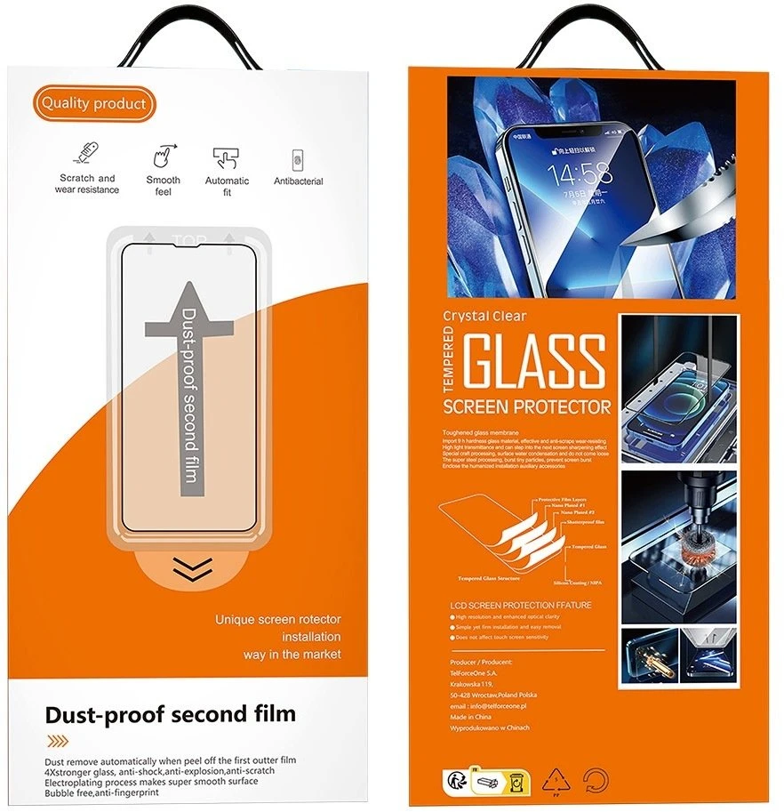 Telforceone Grūdintas stiklas Dulkių nepraleidžiantis Easy Fit, skirtas iPhone 14 Pro/15/16