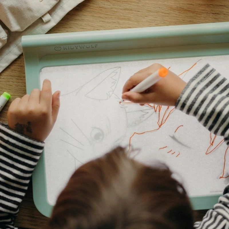 KIDYWOLF šviečianti dvipusė piešimo planšetė KIDYDRAW-PRO, žalia