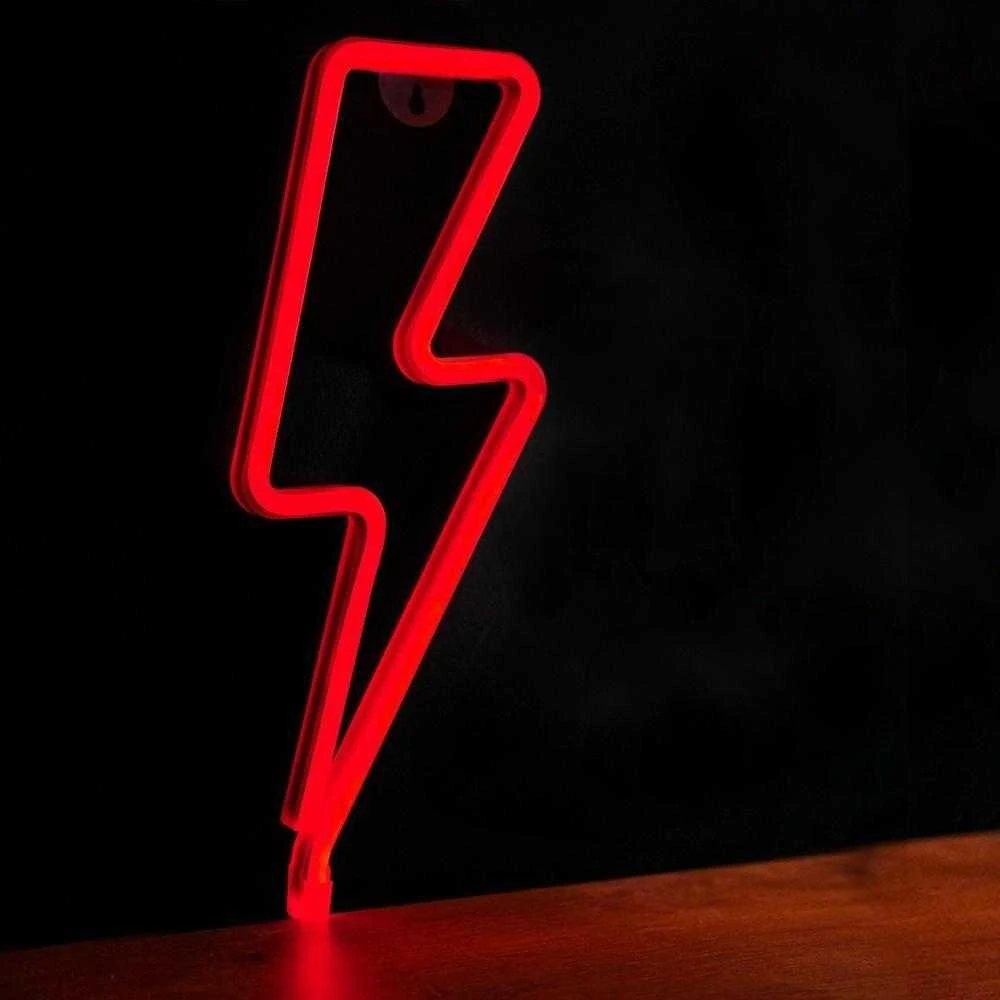 Neoninė LED lemputė BOLT raudonas žaibas + USB FLNE06 Forever Light