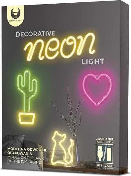 Neoninė LED šviesa HEART raudona šikšnosparnis + USB FLNE07 Forever Light