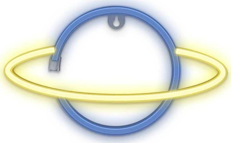 Neoninė LED lemputė SATURN geltona mėlyna Šikšnosparnis + USB FLNE11 Forever Light