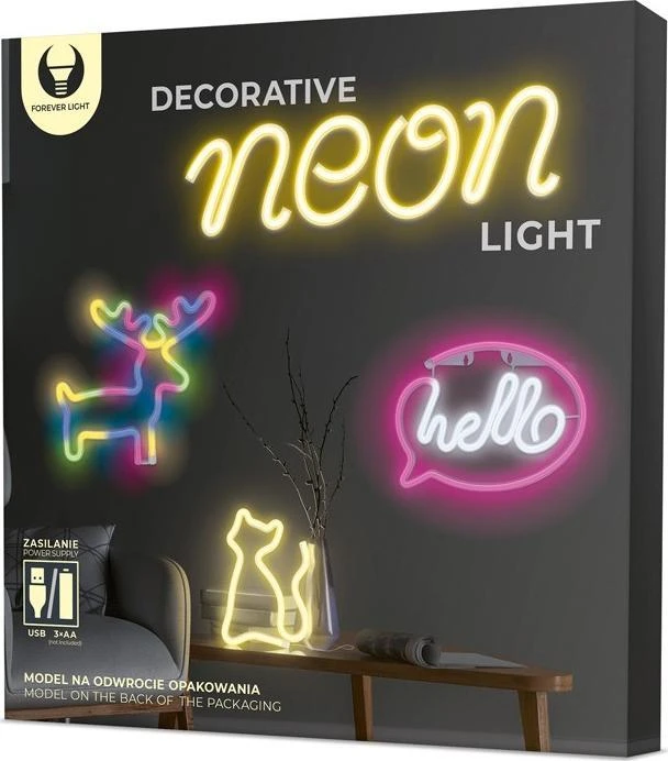 TelForceone Neoninė LED lemputė ELK daugiaspalvė šikšnosparnis + USB FLNE12 Forever Light