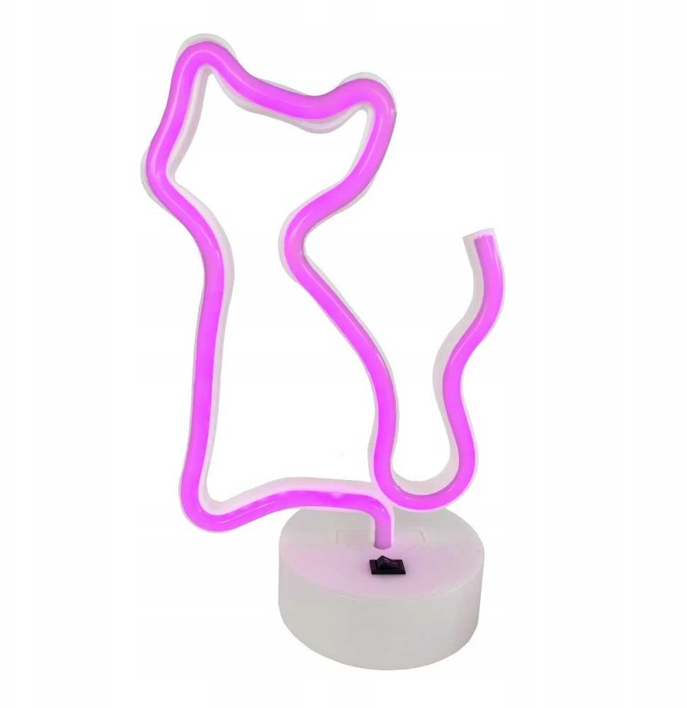 Neoninė LED lemputė su stovu CAT rožinė FSNE02 Forever Light
