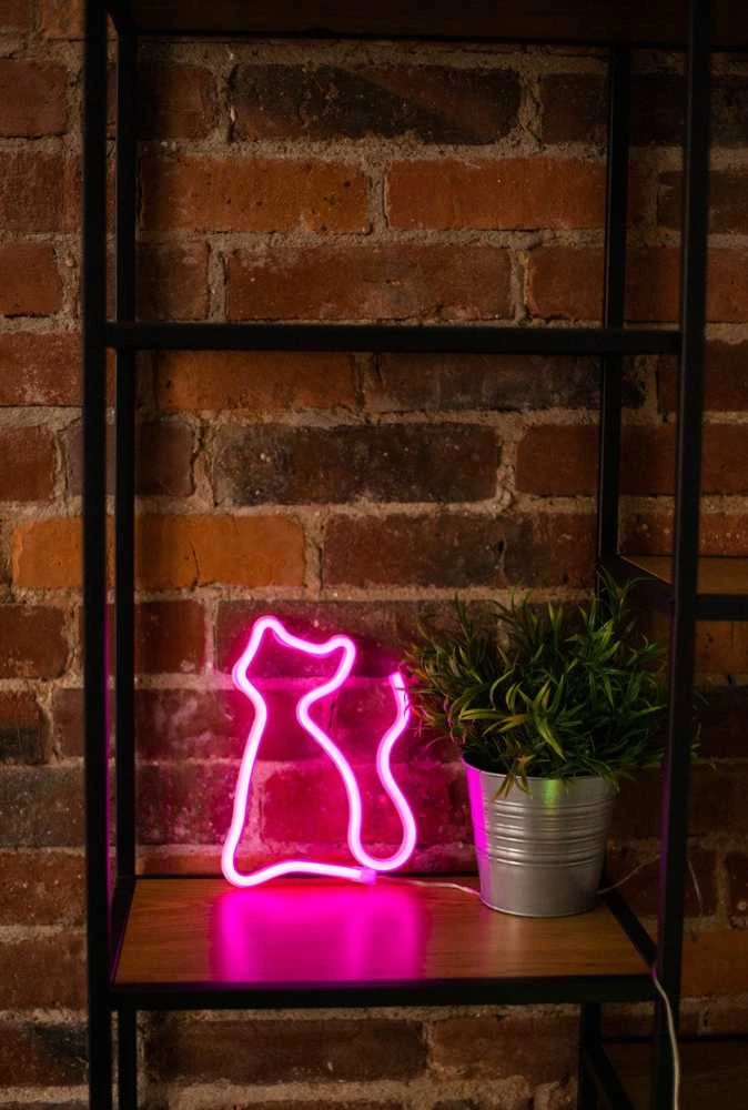 Neoninė LED lemputė su stovu CAT rožinė FSNE02 Forever Light