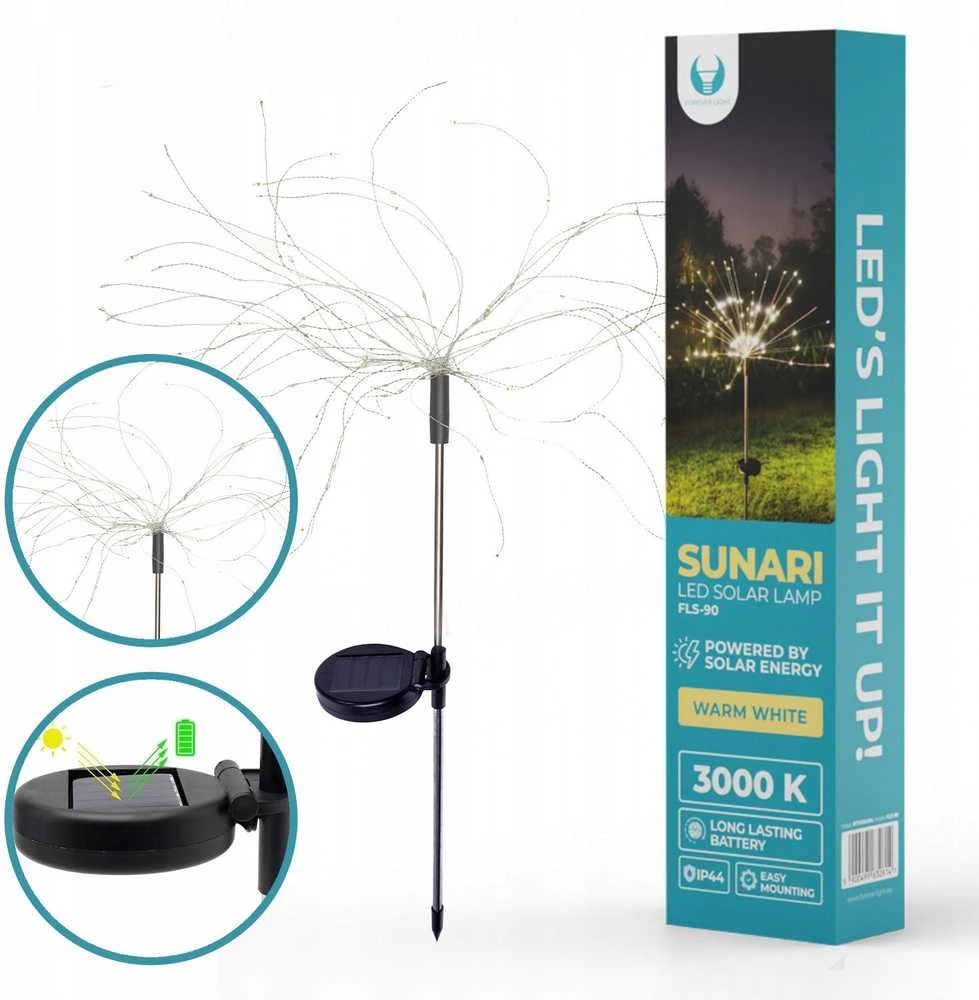 Telforceone SUNARI saulės lempa LED FLS-90 saulės fejerverkai 3000K 600mAh Li-Ion Forever Light