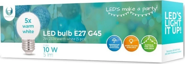 TelForceone LED lemputė E27 G45 2W 230V šilta balta 5vnt Forever Light