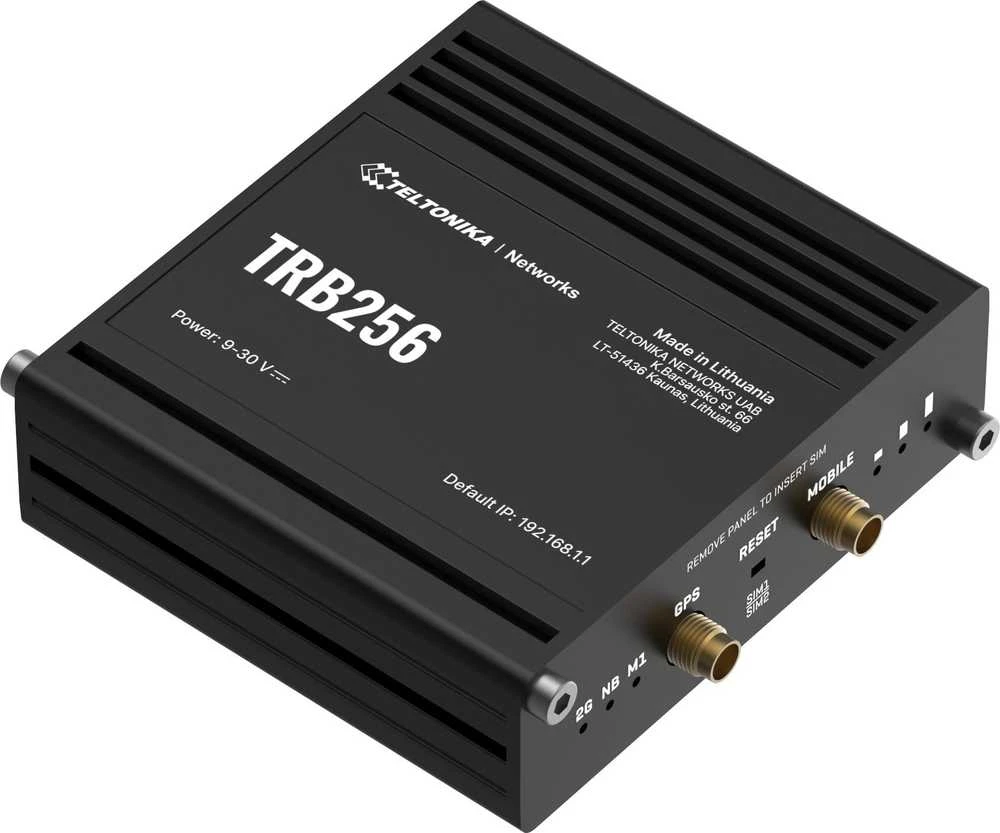 Teltonika | LTE M1/NB-IoT Maršrutizatorius | TRB256 | 10/100 Mbps Mbit/s | Ethernet LAN (RJ-45) jungtys 1 | Mesh Support No | MU-MiMO No | 4G