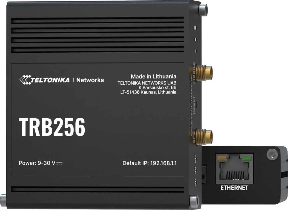 Teltonika | LTE M1/NB-IoT Maršrutizatorius | TRB256 | 10/100 Mbps Mbit/s | Ethernet LAN (RJ-45) jungtys 1 | Mesh Support No | MU-MiMO No | 4G