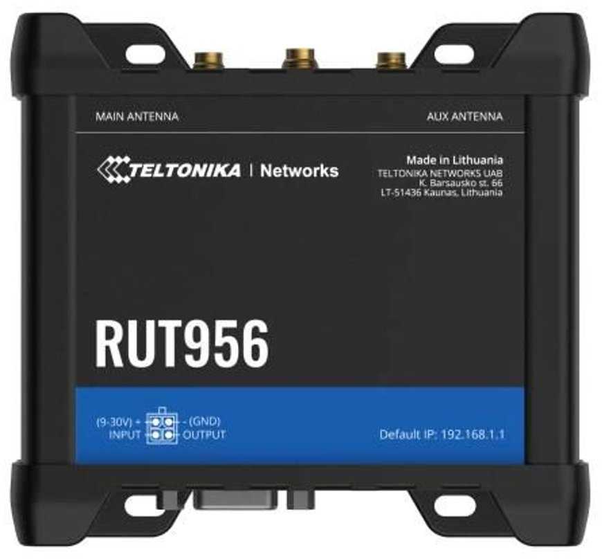 Teltonika RUT956, Korinio tinklo maršrutizatorius, Juoda, Aliuminis, Plastikas, DIN bėgelis, Pramoninis, Greitas Ethernet