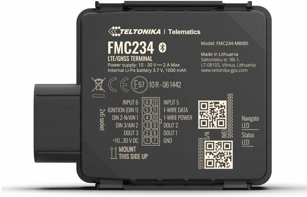 TELTONIKA TELEMATICS FMC234 Vandeniui atsparus 4G LTE Cat 1 sekiklis su didelės talpos baterija EMEA regionui