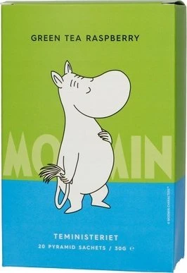 Moomin žaliosios arbatos su avietėmis pakuotė