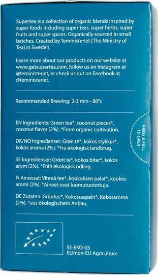 Teministeriet - Supertea Žalias Tea Coconut Organic - BIO 20 Tea Bags