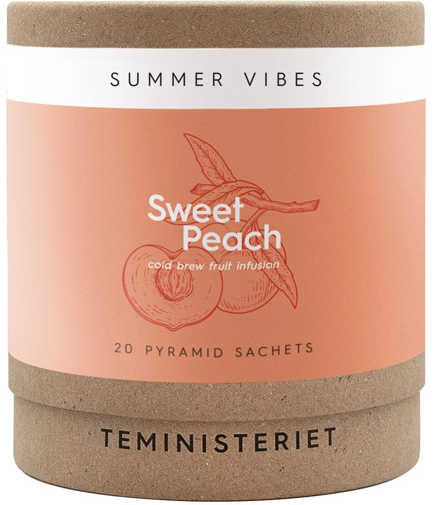 Teministeriet Sweet Peach arbatos pakuotės detalė