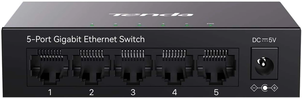 Tenda TEG1005M tinklo jungiklis Unmanaged L2 Gigabit Ethernet (10/100/1000) Juodas