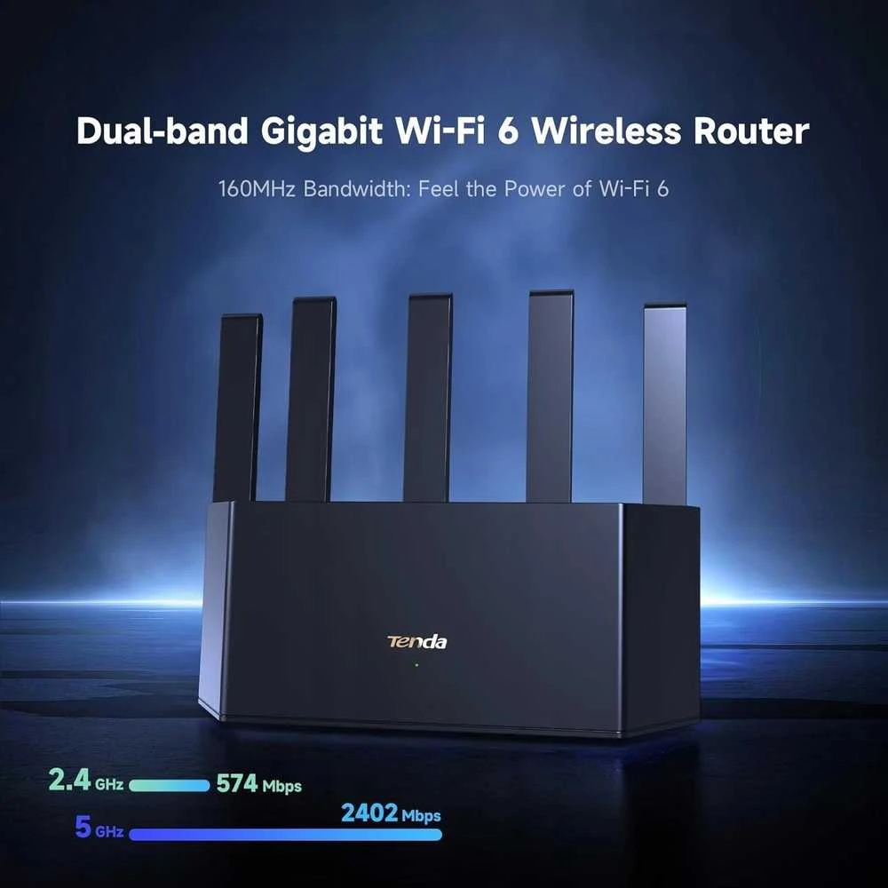 Tenda TX12L Pro belaidis maršrutizatorius Gigabit Ethernet Dual-band (2,4 GHz / 5 GHz) Juodas