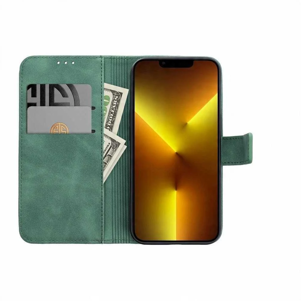 OEM atverčiamas dėklas iPhone 13 Tender Book žalias