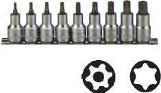 TengTools Galvučių su antgaliais rinkinys Teng Tools M1213TX; TORX; 1/2''; 9 vnt.