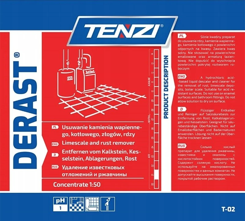Tenzi koncentratas kalkių ir rūdžių pėdsakams šalinti TENZI, Derast, 10 l