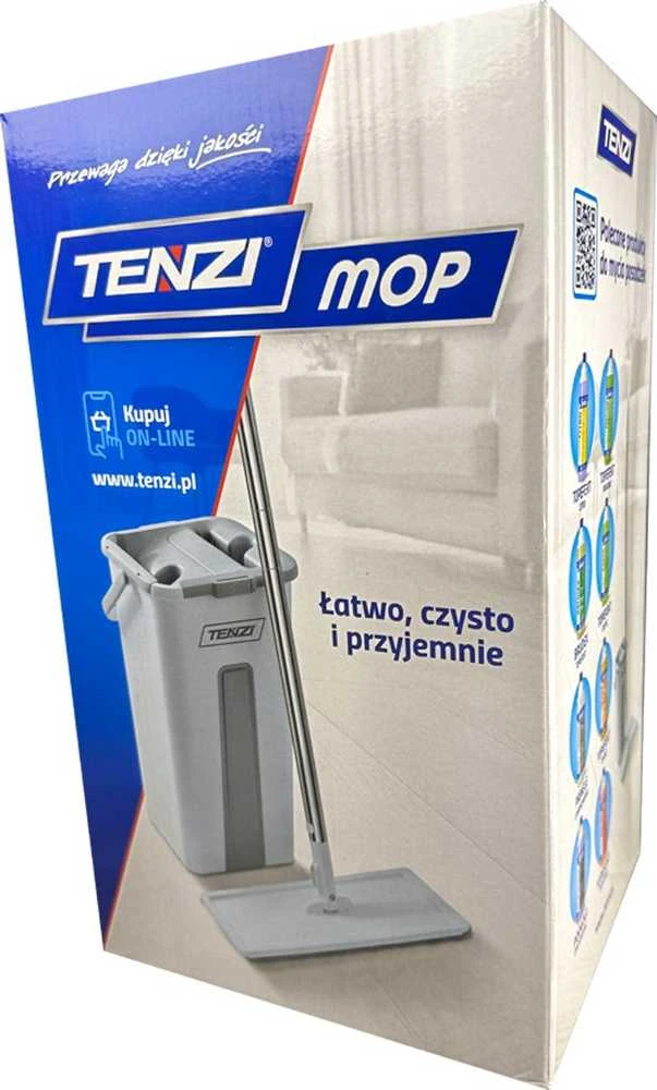 Tenzi TENZI Plokščias mopas su išspaudėju - mopas su dviejų kamerų kibiru