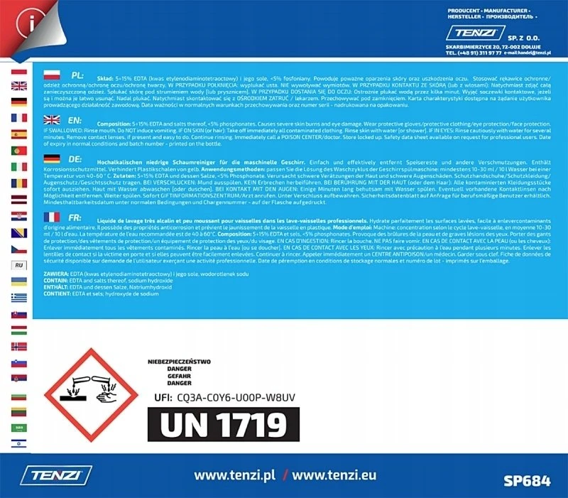 Tenzi Indų ploviklis indaplovėms TENZI, Gran Diw Mėlyna, 10 l