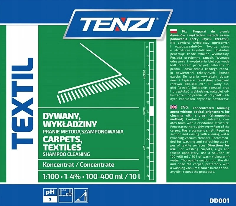 „Tenzi“ kilimų ir tekstilės gaminių plovimo priemonė, skirta TENZI šampūno metodui, tekstilei, 5 l
