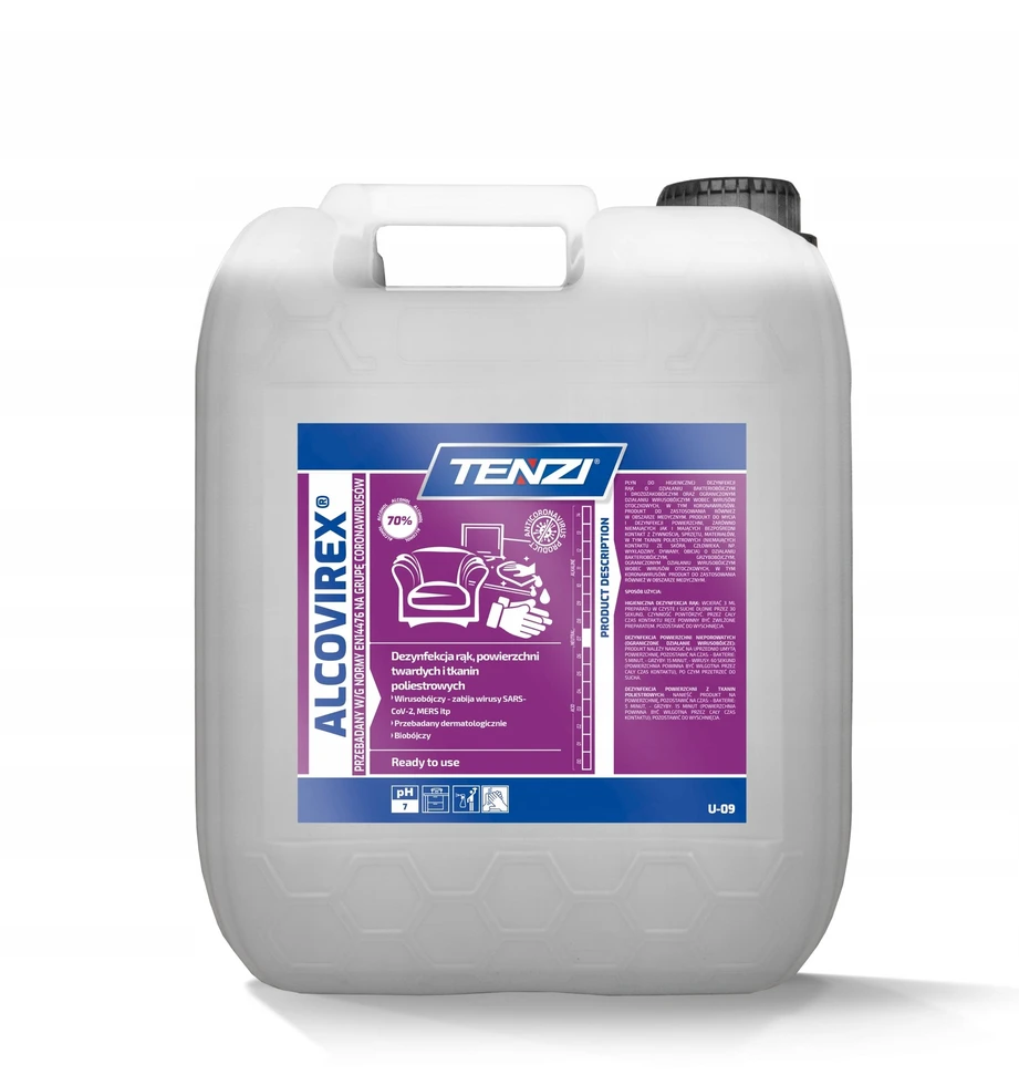 Tenzi Rankų, įrankių ir paviršių dezinfekavimo skystis TENZI, Alcovirex, 5 l