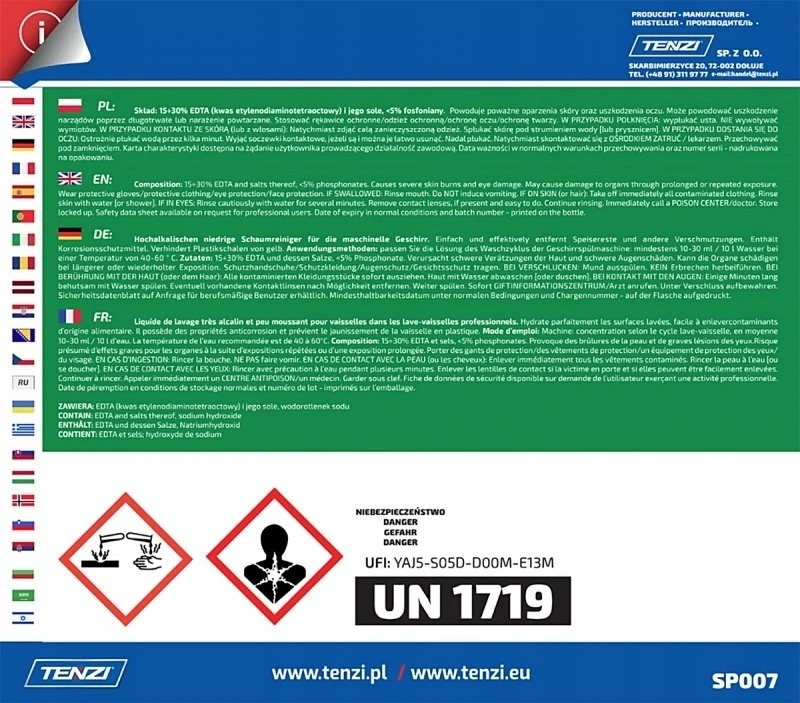 Tenzi Indų plovimo skystis indaplovėms TENZI, Gran Diw, 5l