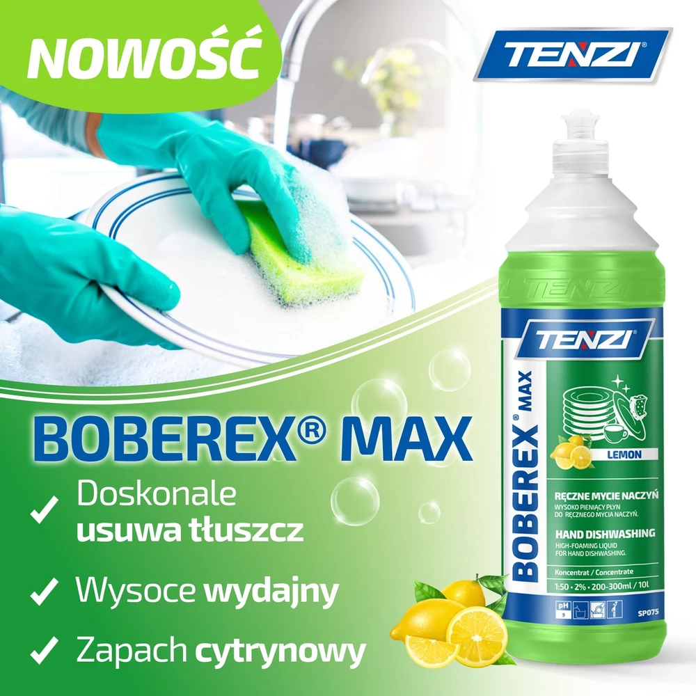 Tenzi TENZI BOBEREX MAX Lemon 1L. Indų plovimo skystis