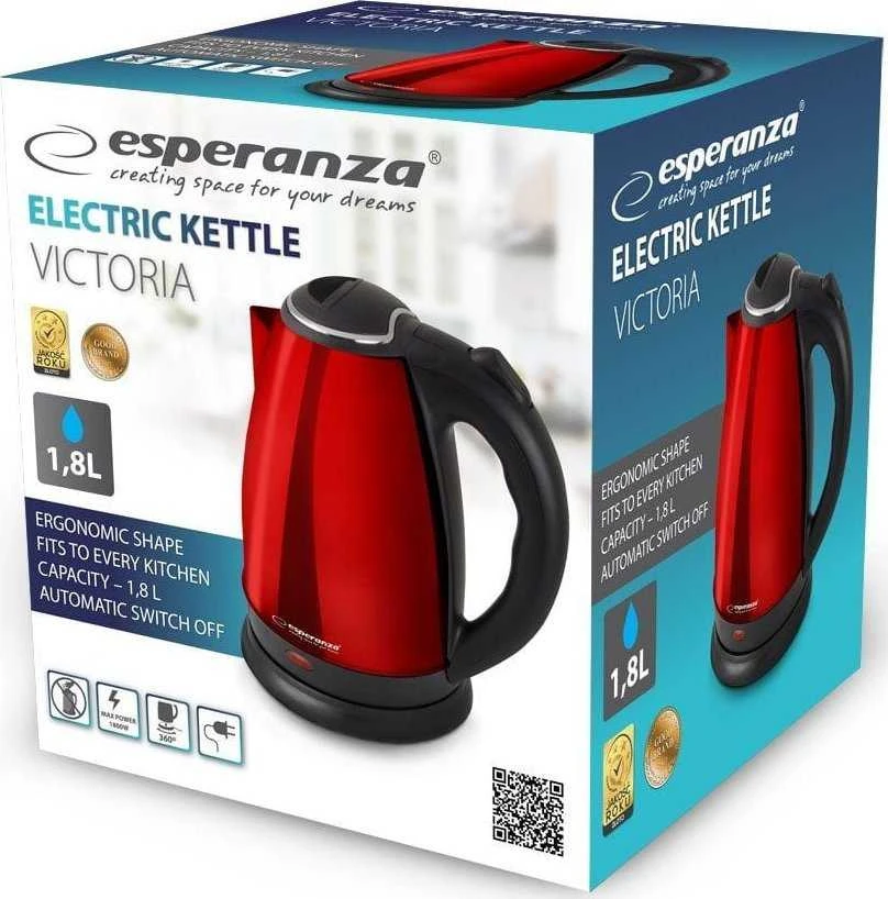 Elektrinis Virdulys - Esperanza EKK113R - 1,8 L, Juodas/Raudonas, 1800 W
