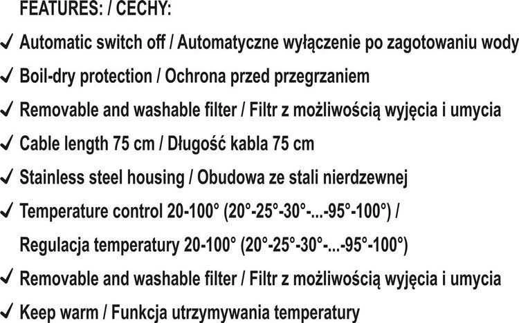 Virdulys LUND ELECTRIC LED STIKLINIS VIRDULIS 1,8L TEMPERATŪROS REGULIAVIMAS