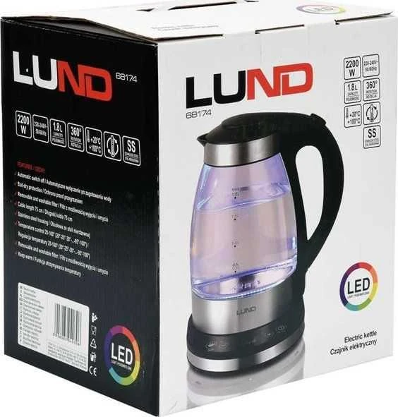 Virdulys LUND ELECTRIC LED STIKLINIS VIRDULIS 1,8L TEMPERATŪROS REGULIAVIMAS
