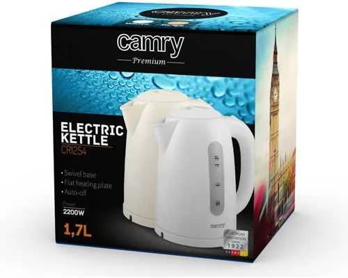 Adler Camry | Virdulys | CR 1254 | Standartinis | 2200 W | 1,7 l | Plastikas | 360° sukamasis pagrindas | Baltas