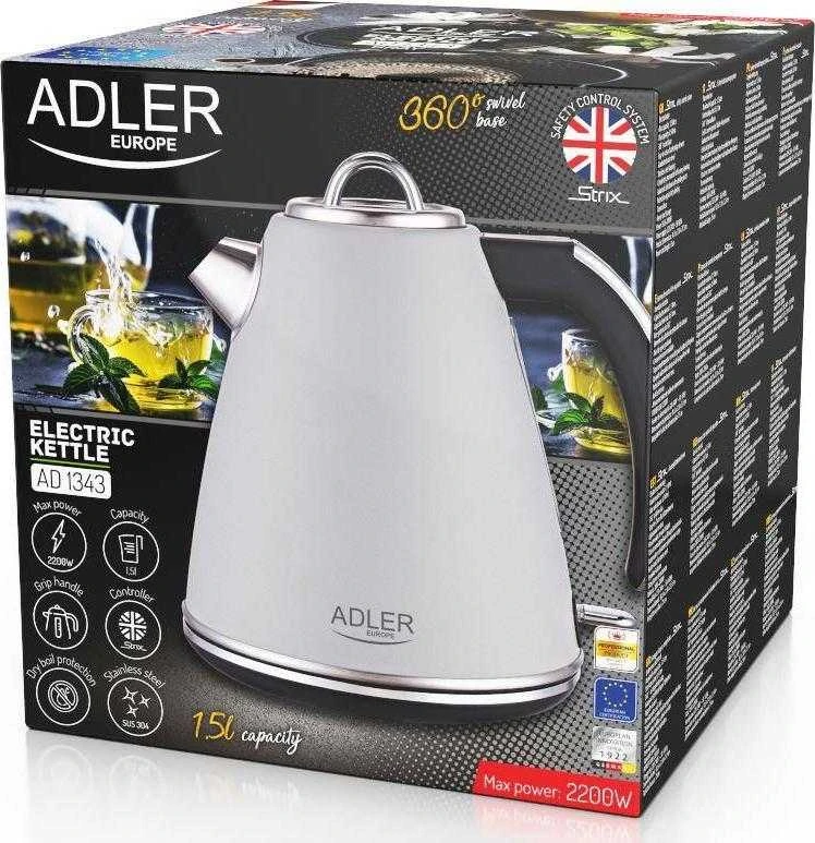 Adler | Virdulys | AD 1343g | Electric | 2200 W | 1.5 L | Nerūdijantis plienas | 360° rotational base | Pilkas