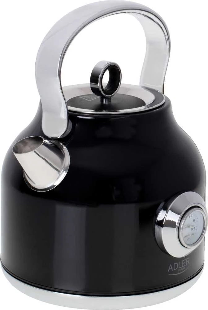 Adler | Virdulys with a Thermomete | AD 1346b | Electric | 2200 W | 1.7 L | Nerūdijantis plienas | 360° rotational base | Juodas