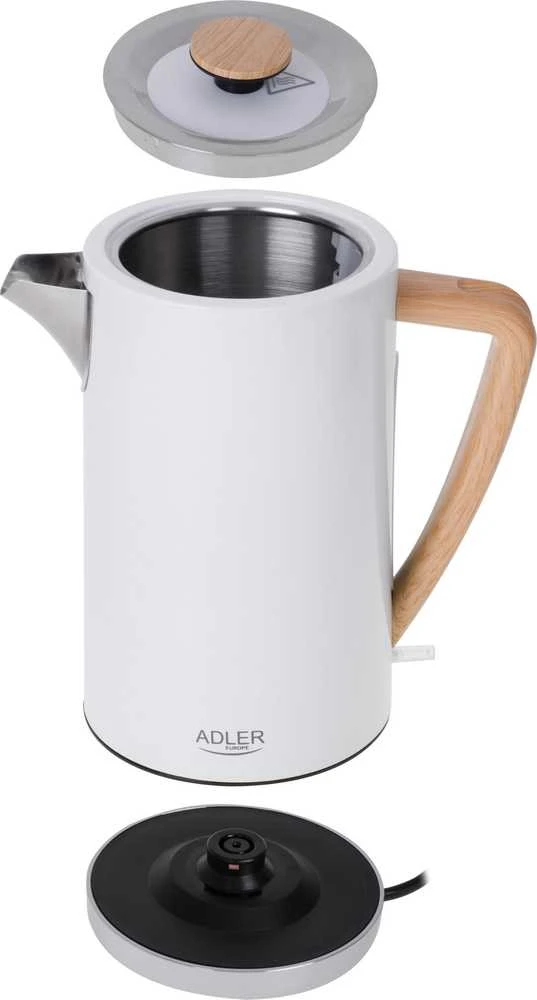 Adler | Virdulys | AD 1347w | Electric | 2200 W | 1.5 L | Nerūdijantis plienas | 360° rotational base | Baltas