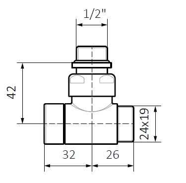 „Terma“ kampuotas atbulinis vožtuvas 1/2'' GZ baltas - TGZOBI006