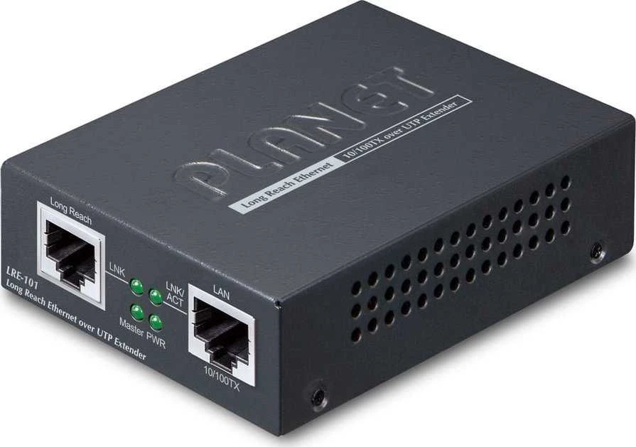 Šakotuvas „Planet“ 1 prievado 10/100TX Ethernet terminalas per siųstuvo ir imtuvo tinklą, Juodas