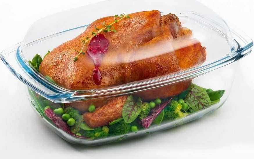 Termisil Stačiakampis karščiui atsparus stiklinis indas su dangčiu, 5.2 l, borosilikatinis stiklas, kepimo forma troškintuvė orkaitei ir mikrobangų krosnelei