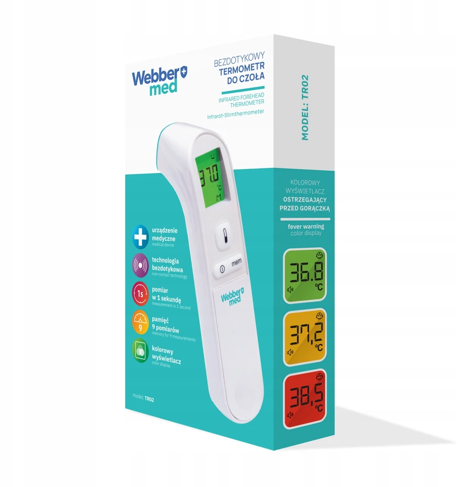 Termometras Webber TERMOMETRAS BE KONTAKTO MEDICINIS INFRARAUDONŲJŲ WEBBER TR02