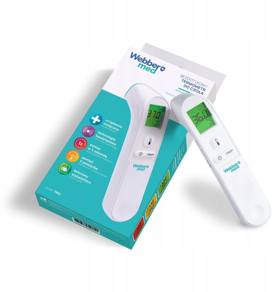 Termometras Webber TERMOMETRAS BE KONTAKTO MEDICINIS INFRARAUDONŲJŲ WEBBER TR02