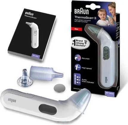 Braun Thermoscan 3 infraraudonųjų spindulių ausies termometras IRT3030 Atminties funkcija, Matavimo laikas 1 s, Baltas