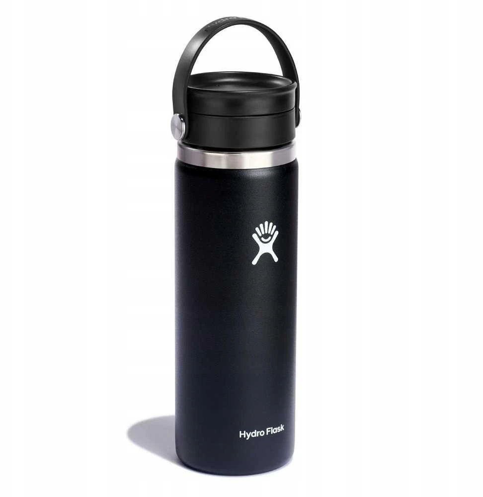 Hydro Flask 20 uncijų plataus burnos lanksčiojo dangtelio (591 ml) termo butelis – juodas