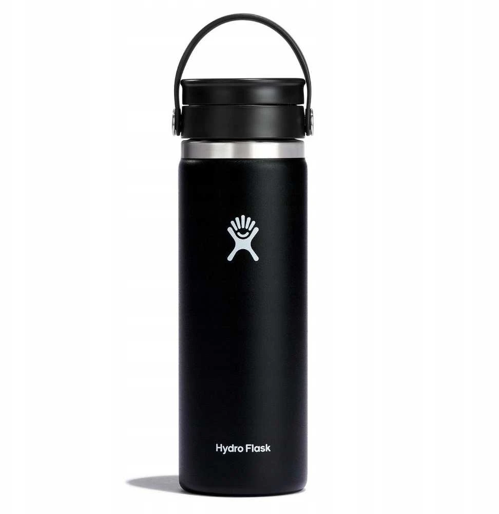 Hydro Flask 20 uncijų plataus burnos lanksčiojo dangtelio (591 ml) termo butelis – juodas