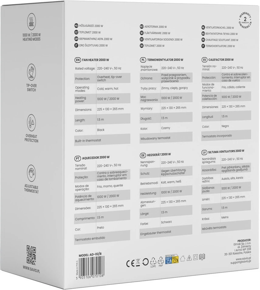 Ventiliatorius Savio AD-02 B household fan Juodas