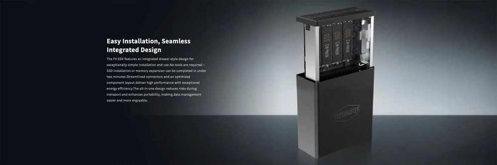 „TERRAMASTER F4“ SSD NAS failų serveris su „Intel N95“, 8 GB RAM, 4 lizdais
