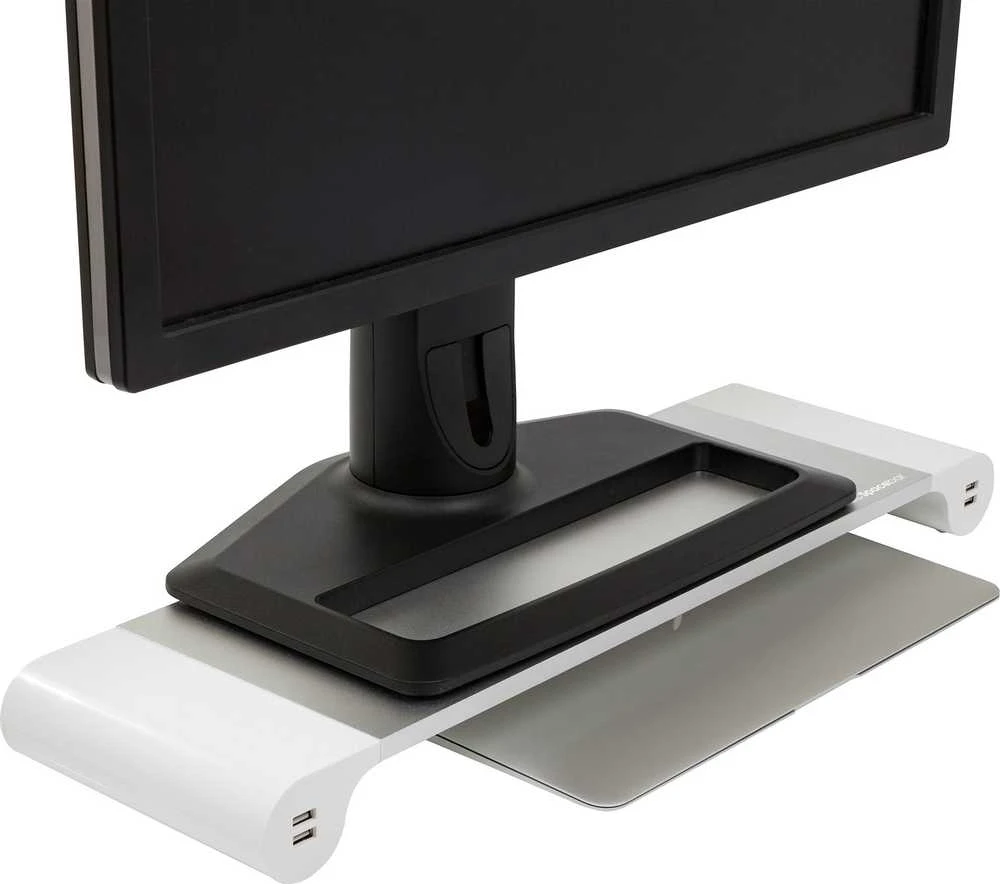 Laikiklis Terratec Spacebar aliuminio monitoriaus stovas su 4 USB įkrovimo prievadais