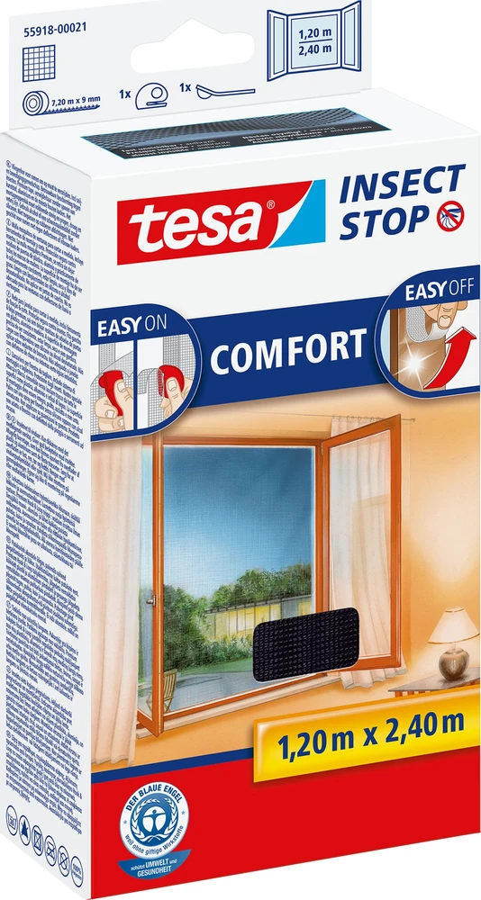 TESA TINKLELIS NUO UODŲ LANGAMS Juodas 1,2 x 2,4 m COMFORT