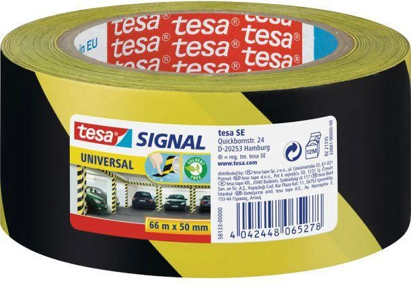 Lipni žymėjimo juosta TESA Signal , PP, 50mm x 66m, geltona-juoda
